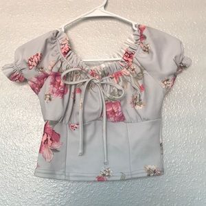 NEW LOOK FLORAL OFF THE SHOULDER CROP TOP